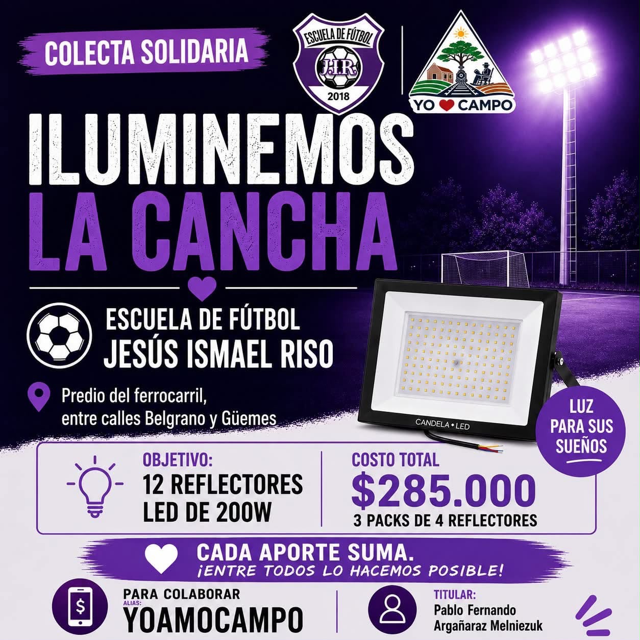 Flyer original de la colecta de J.I.R.